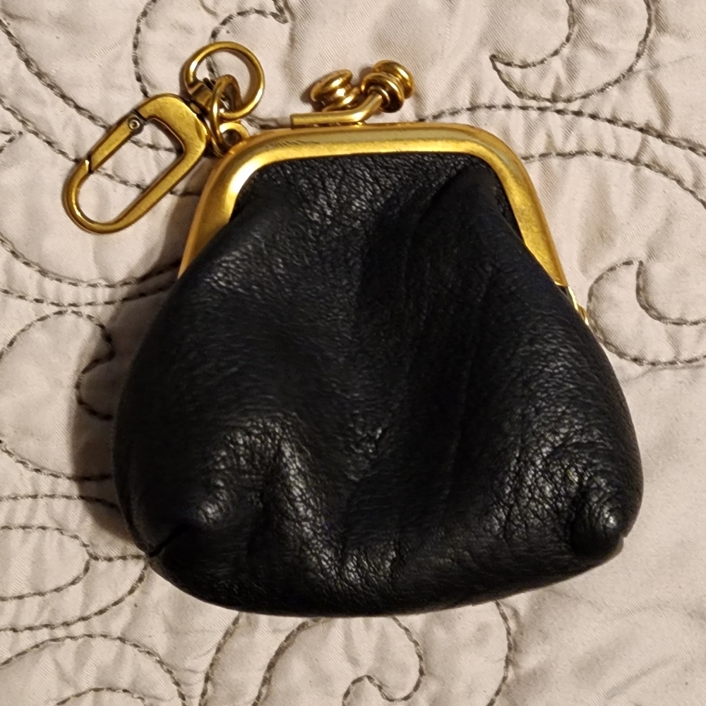 HOBO Run Frame Black Leather Mini Coin Purse